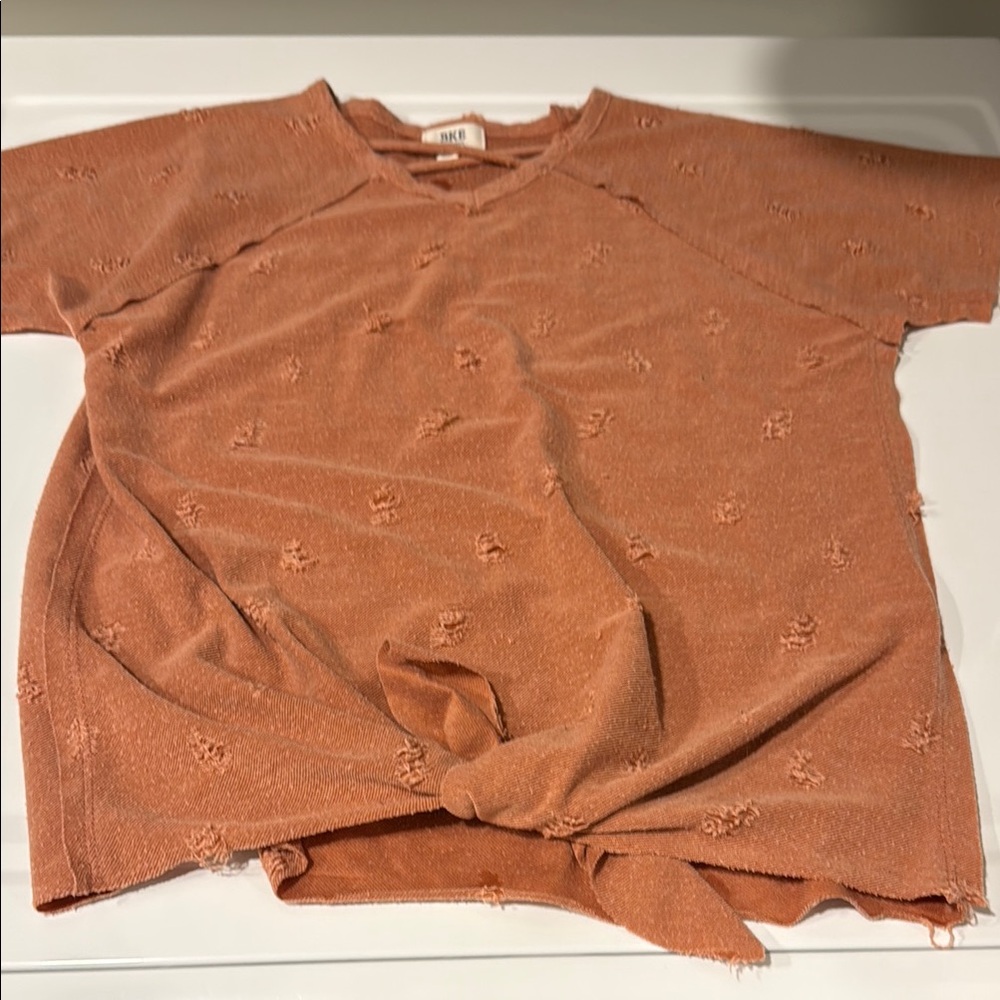 BKE Youth Large Burnt Orange Textured Top